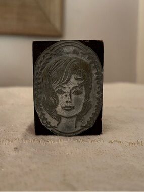 Vintage Woman Printer Press Stamp